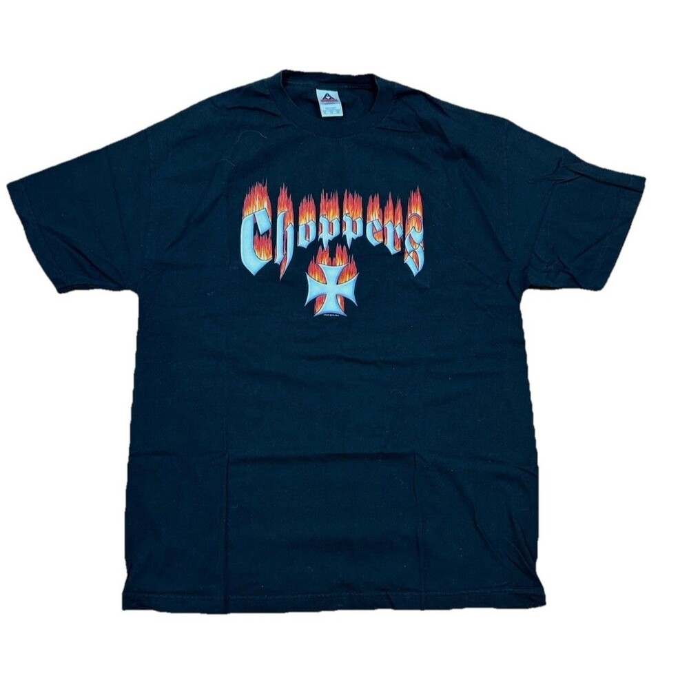 Y2K West Coast Choppers Cross Flame Biker T Shirt XL Benson Arizona Tombstone